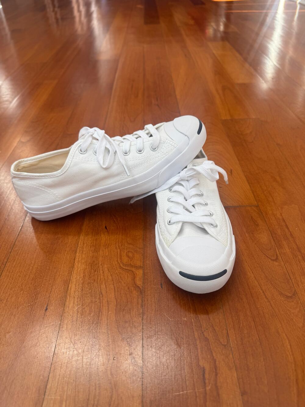 Converse Jack Purcell Canvas Low Top Sneakers in Classic White, Men's Size 6.5